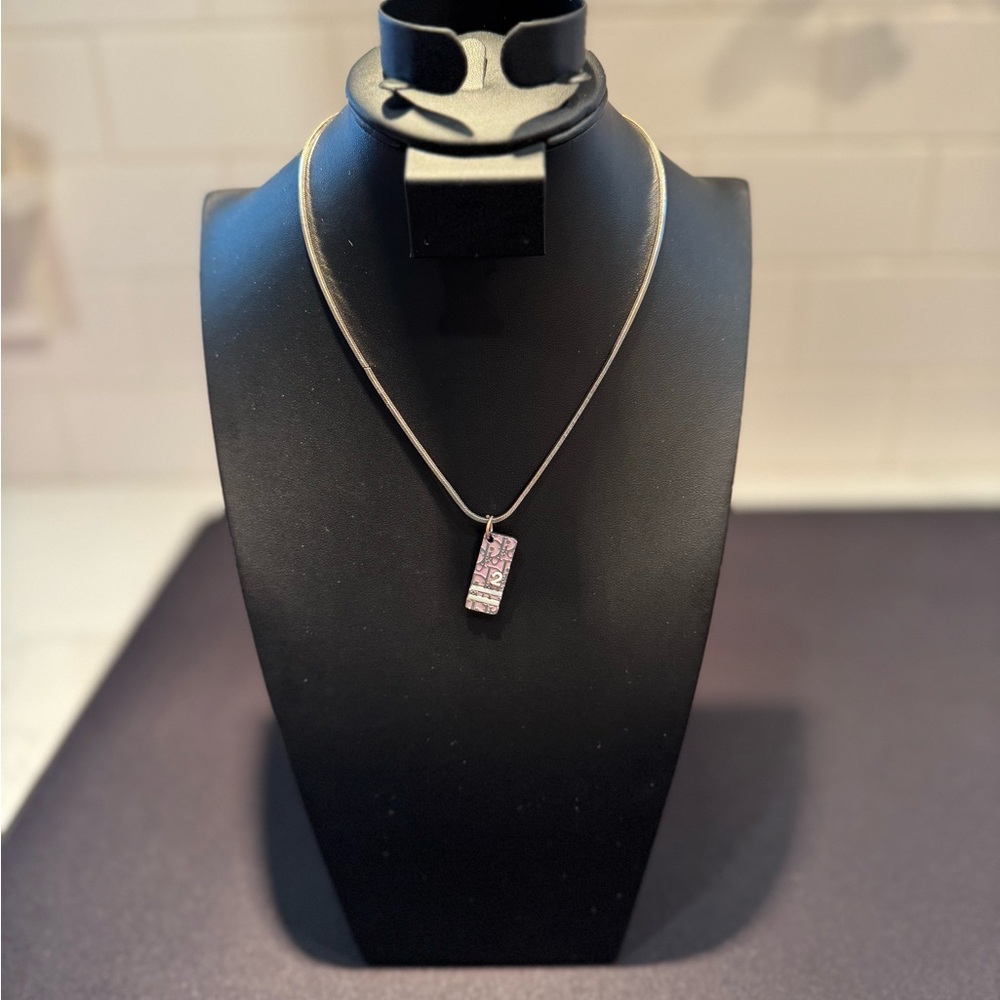 Dior Classic Pink Rectangular Pendant Necklace - image 2